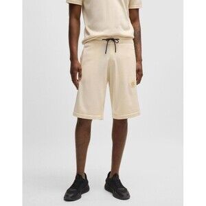 HUGO BOSS Casual Shorts Mens Large Cream Drawstring 10" Logo TOLLI $248